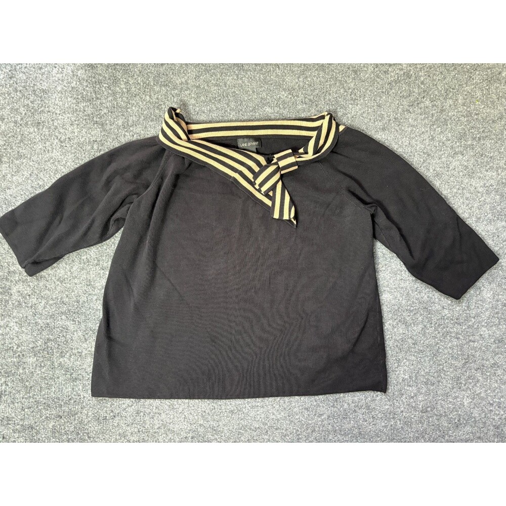 Lane Bryant Sweater Blouse Top Women’s 18 20 Black Collared Cotton